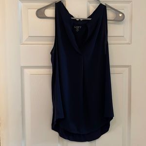 LOFT sleeveless navy blue blouse